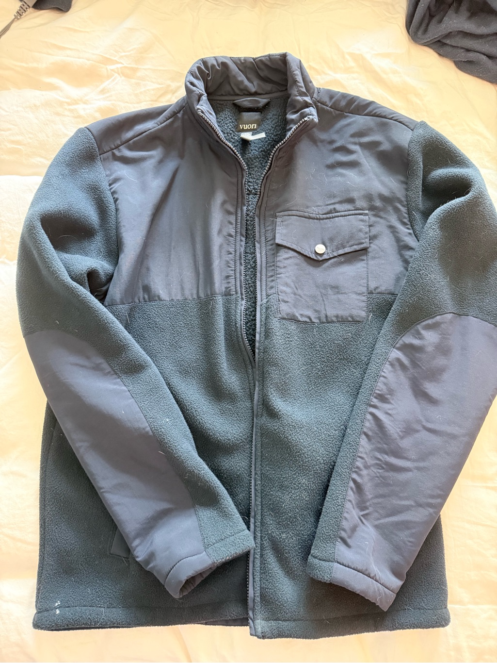 Vuori Men's Dark Navy Fleece Jacket With Nylon Panels
